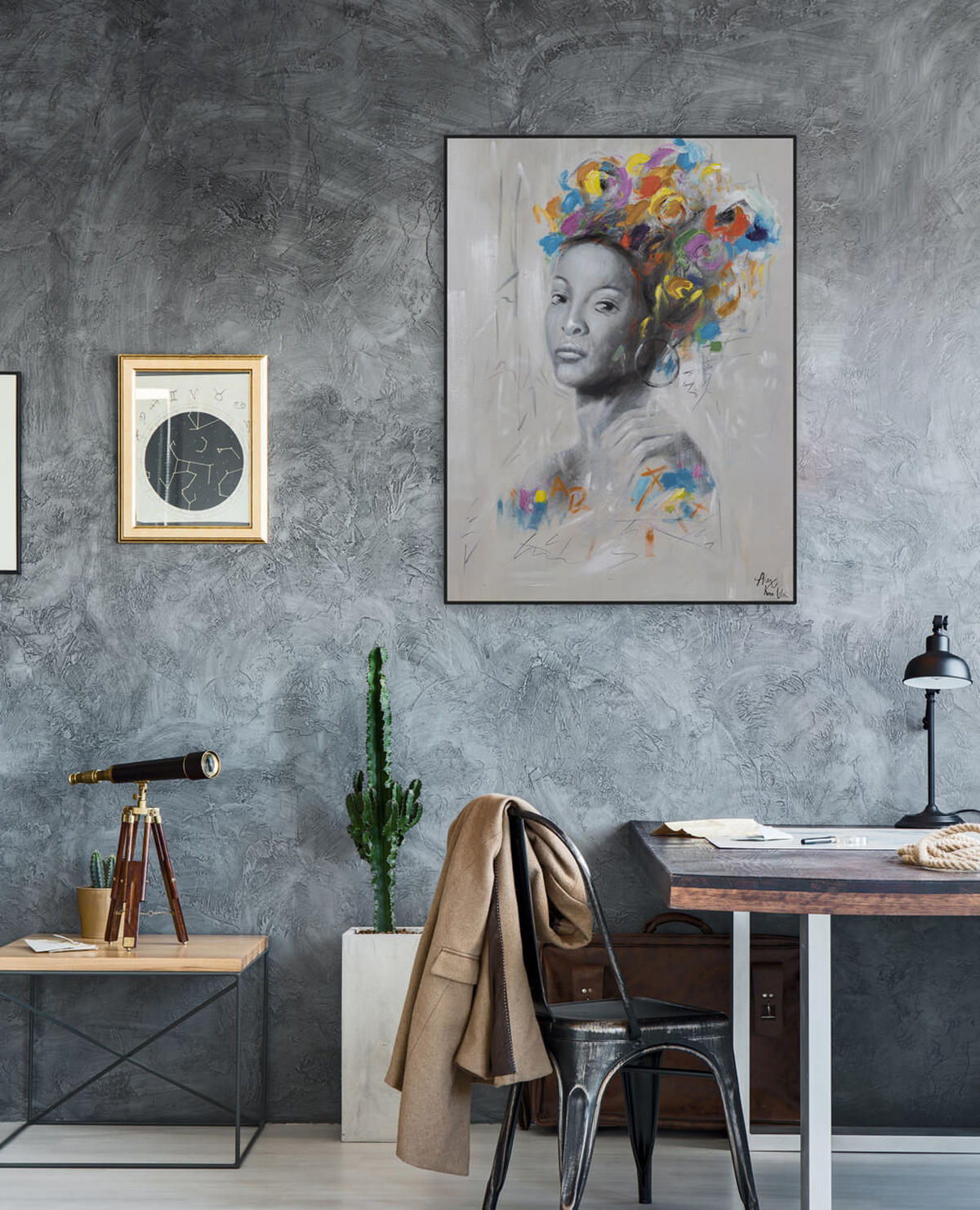 RUČNE MAĽOVANÝ AKRYLOVÝ OBRAZ 75/100 cm, viacfarebný, zvierací motív - viacfarebná, drevo/textil (75/100cm) - KUNSTLOFT