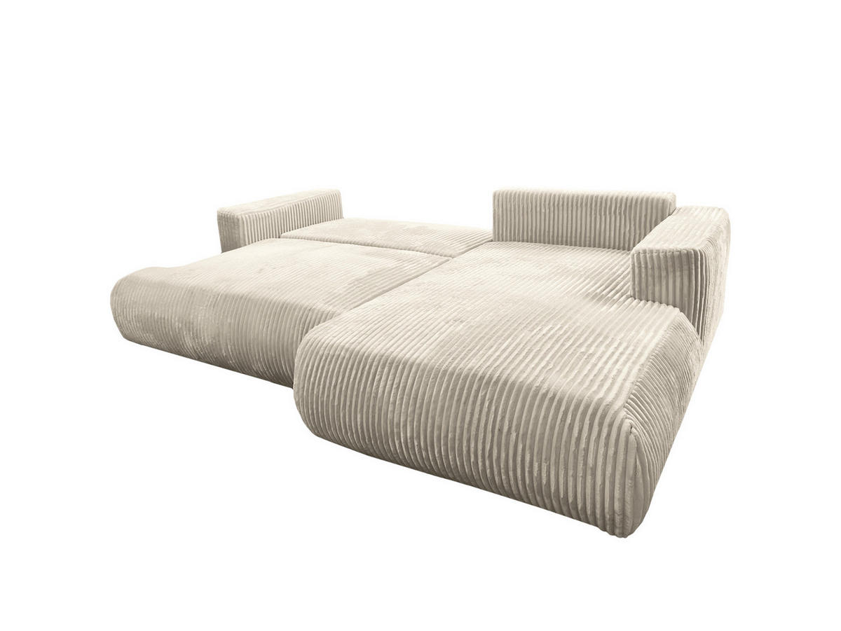 ECKSOFA Luna L rechts Ecru aus Cord - Ecru, Textil (271/195cm) - KS Home Concept