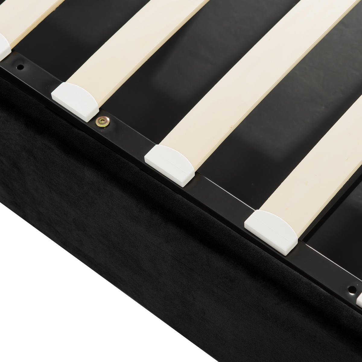 POLSTERBETT 140/200 cm Schwarz mit verstellbarem Kopfteil und Stauraum - Schwarz, Holz (140/200cm) - OKWISH