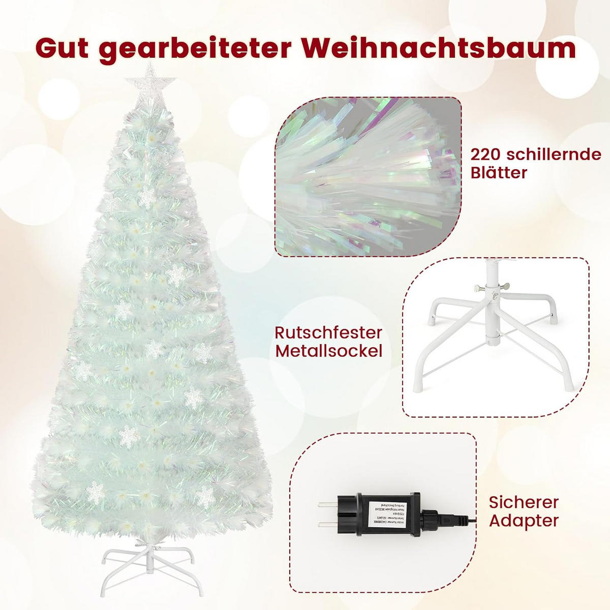 TANNENBAUM Weiß - Weiß, Kunststoff (180cm) - COSTWAY