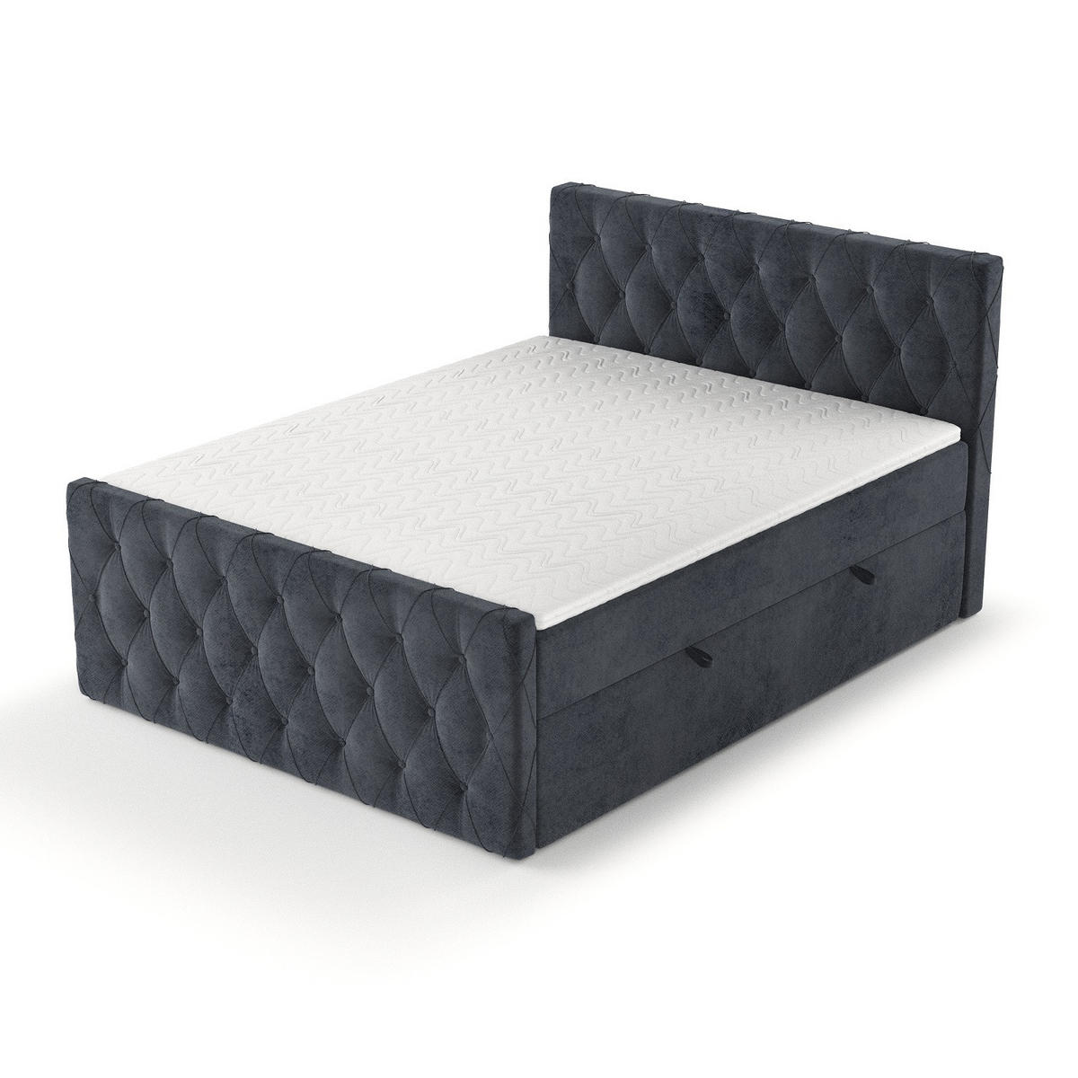BOXBETT Signature Anthrazit 140/200 cm im Samtstoff - Anthrazit/Schwarz, Holz/Holzwerkstoff (140/200cm) - Maison de Reve