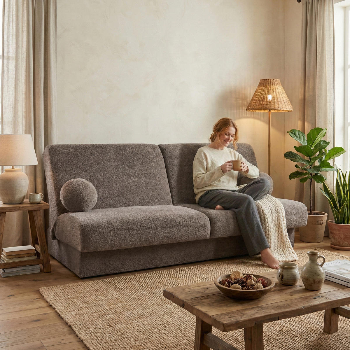 SCHLAFSOFA Beno 3-Sitzer mit Schlaffunktion, Braun - Braun, Textil (199/91/91cm) - Beautysofa