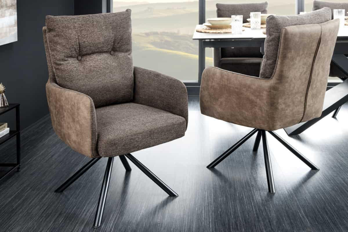 STUHL BIG GEORGE Microfaser Taupe 90 cm - Taupe/Schwarz, Textil/Metall (58/90/68cm) - riess-ambiente