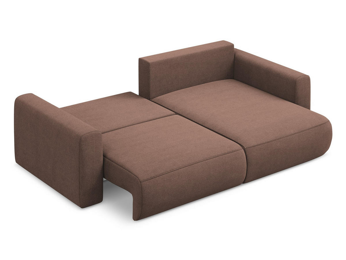 ECKSOFA mit Schlaffunktion Strukturstoff Stoff Pink - Pink/Hellrosa, Kunststoff/Textil (240/149cm) - Makamii