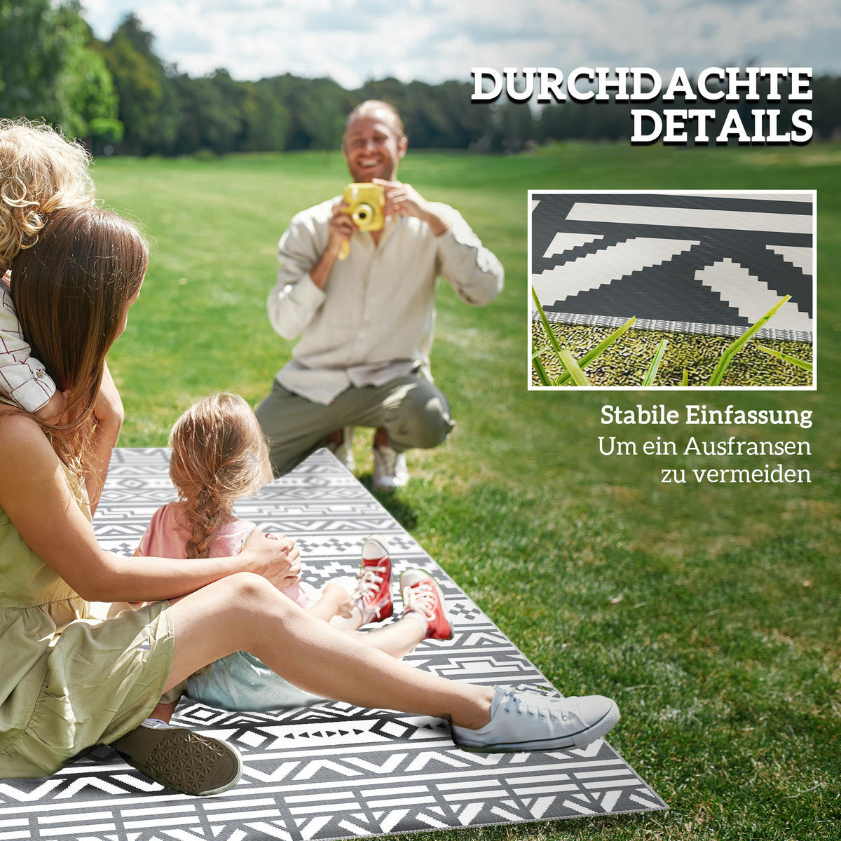OUTDOORTEPPICH, Wetterfest - Dunkelgrau, Kunststoff (274/182cm) - Outsunny