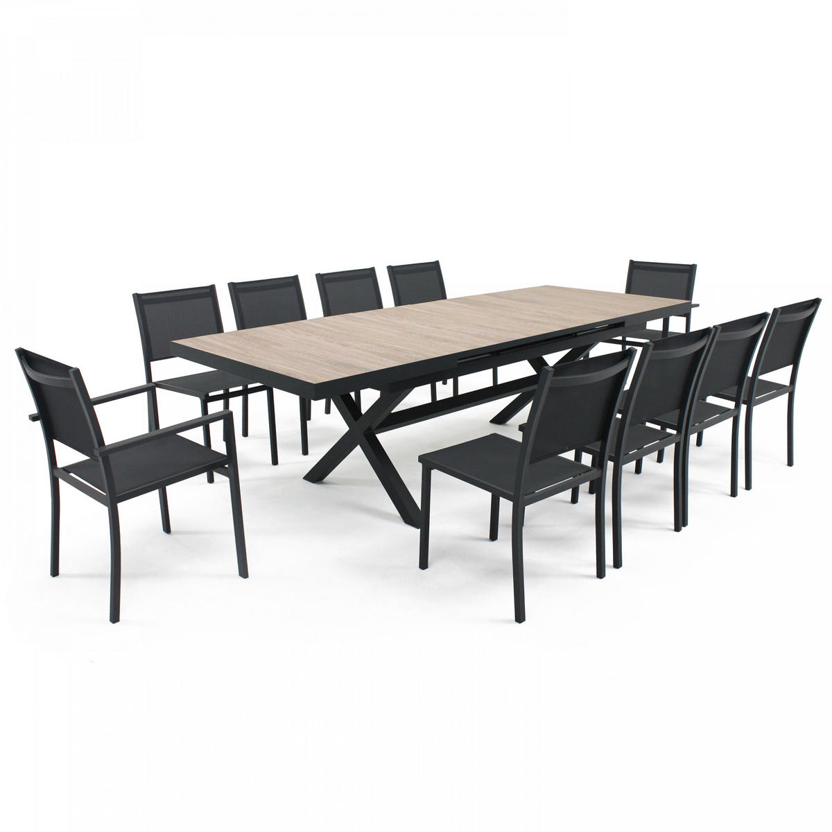 GARTENTISCH ., Braun/Grau - Braun, Metall (260/100/75cm) - Oviala