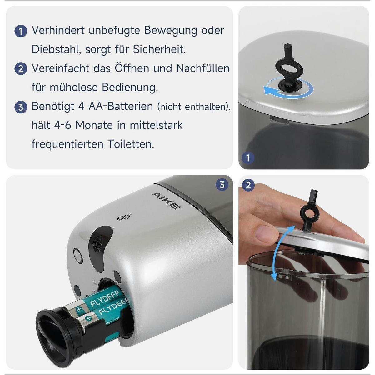 SEIFENSPENDER Automatisch Wandmontage 650 ml Silber - Silberfarben, Kunststoff (10.6/20/11.7cm)