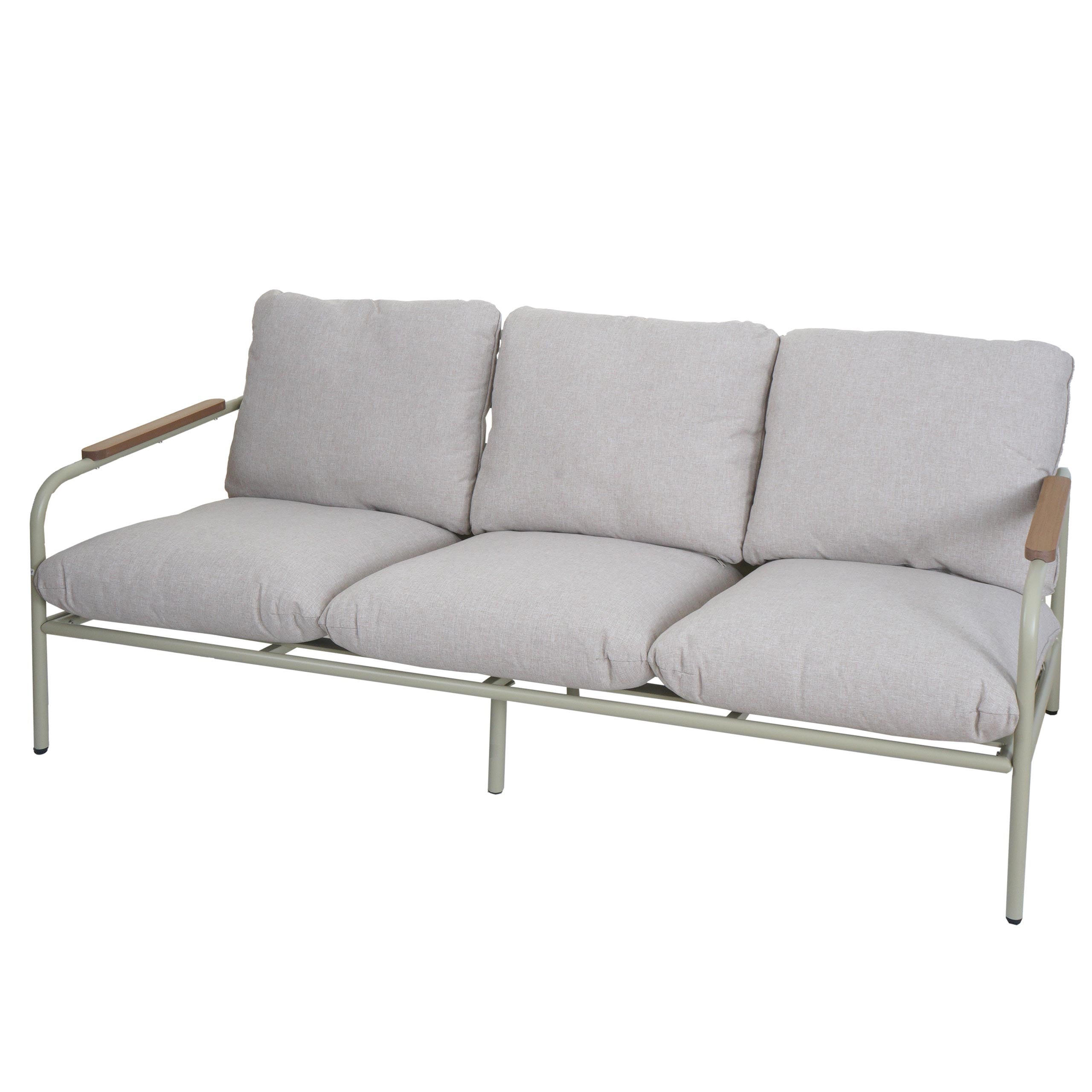 GARTENBANK Aluminium 81x184x81cm 3-Sitzer Hellgrün - Beige/Hellgrün, Metall (184/81/81cm) - PROREGAL