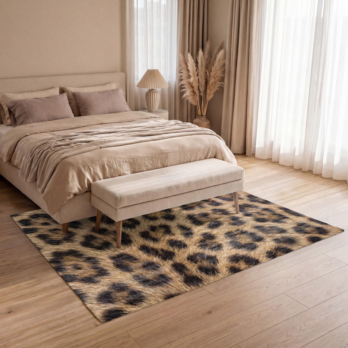 KOBERCE - Leopard - Kabát - Klasický - Hnedý - 200x140 cm - hnedá, textil/plast (200/0.4cm) - OnlyWow