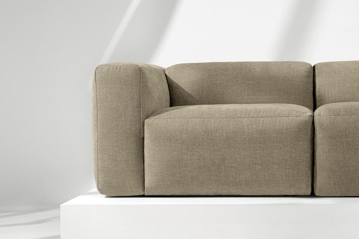 2,5-SITZER-MODULSOFA BUFFO mit extrem weicher und bequemer Sitzfläche, Gewebestoff, sandfarben - Sandfarben, Textil (250/73/96cm) - KONSIMO®