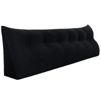 RÜCKENKISSEN für Bett Samt Schwarz 180 cm - Schwarz, Textil (50/180cm) - Vercart