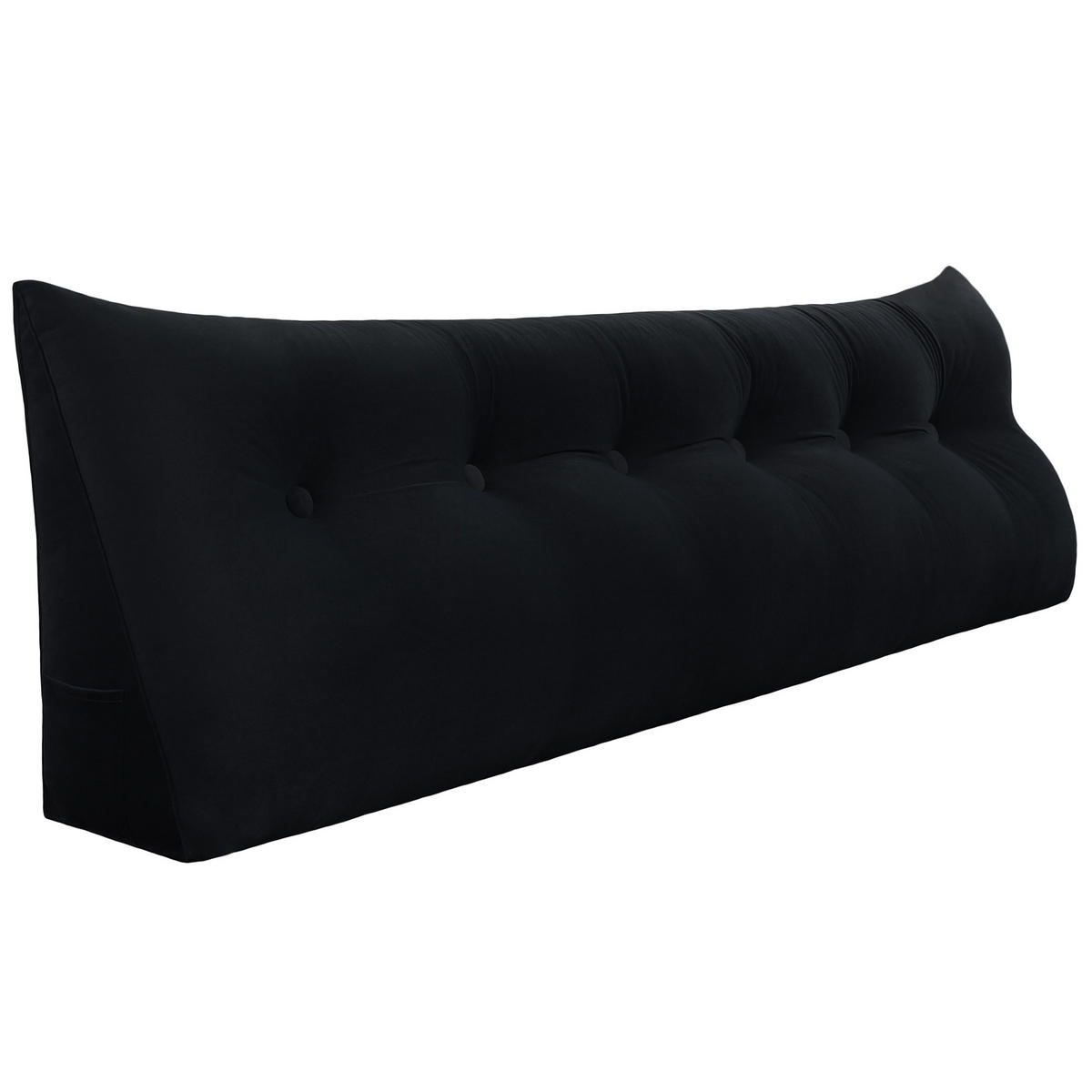 RÜCKENKISSEN für Bett Samt Schwarz 180 cm - Schwarz, Textil (50/180cm) - Vercart