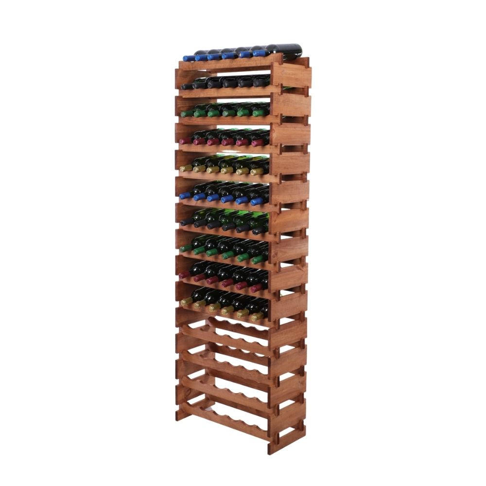WEINREGAL VINOTECA FLEX PRO HxBxT 191x65x28cm 84 Flaschen auf 14 Ebenen Braun geölt - Braun, Holz (65/191/28cm) - PROREGAL