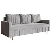 SCHLAFSOFA 215 cm Scandi, 3-seater, Bettkasten, Beine, Hellgrau - Hellgrau, Holz (215/94/90cm) - Emporius