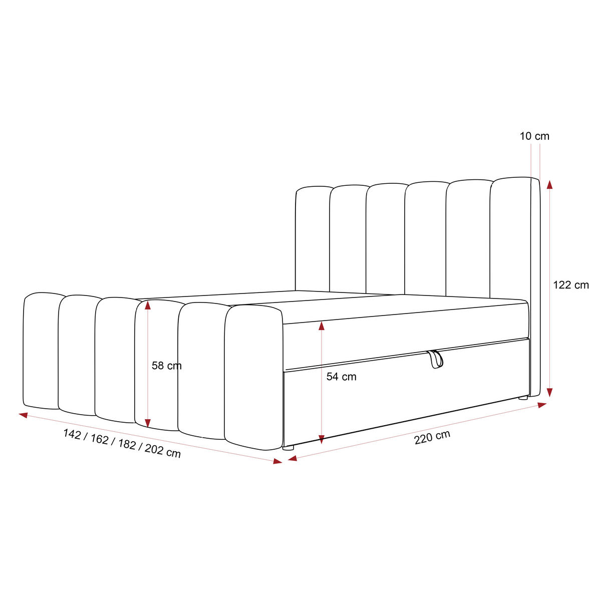 BOXBETT FERRERO 160/200 cm, in Grau, mit Matratze - Grau, Textil (160/200cm) - Idohome