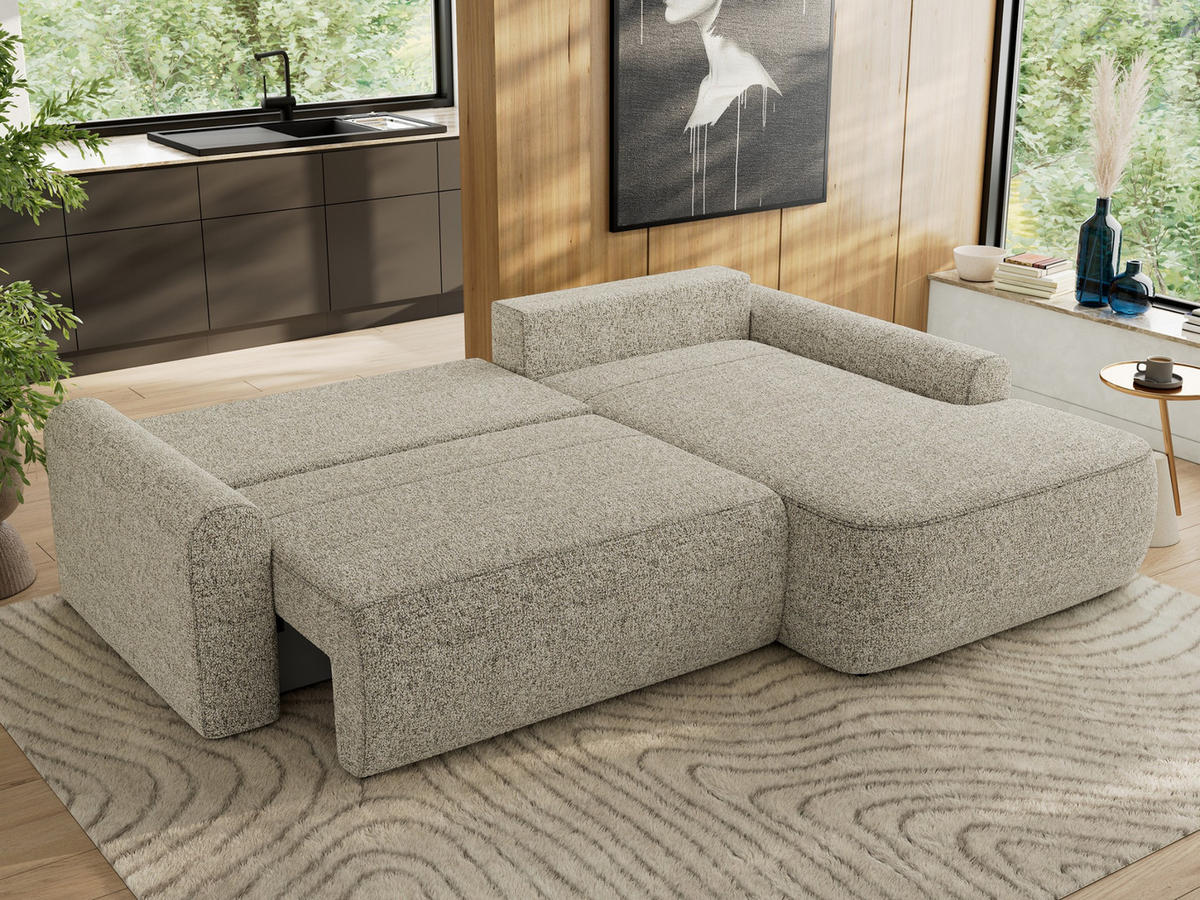 ECKSCHLAFSOFA CUBO L Beige Struktur - rechts - Beige/Schwarz, Kunststoff/Textil (187/273cm) - MKS