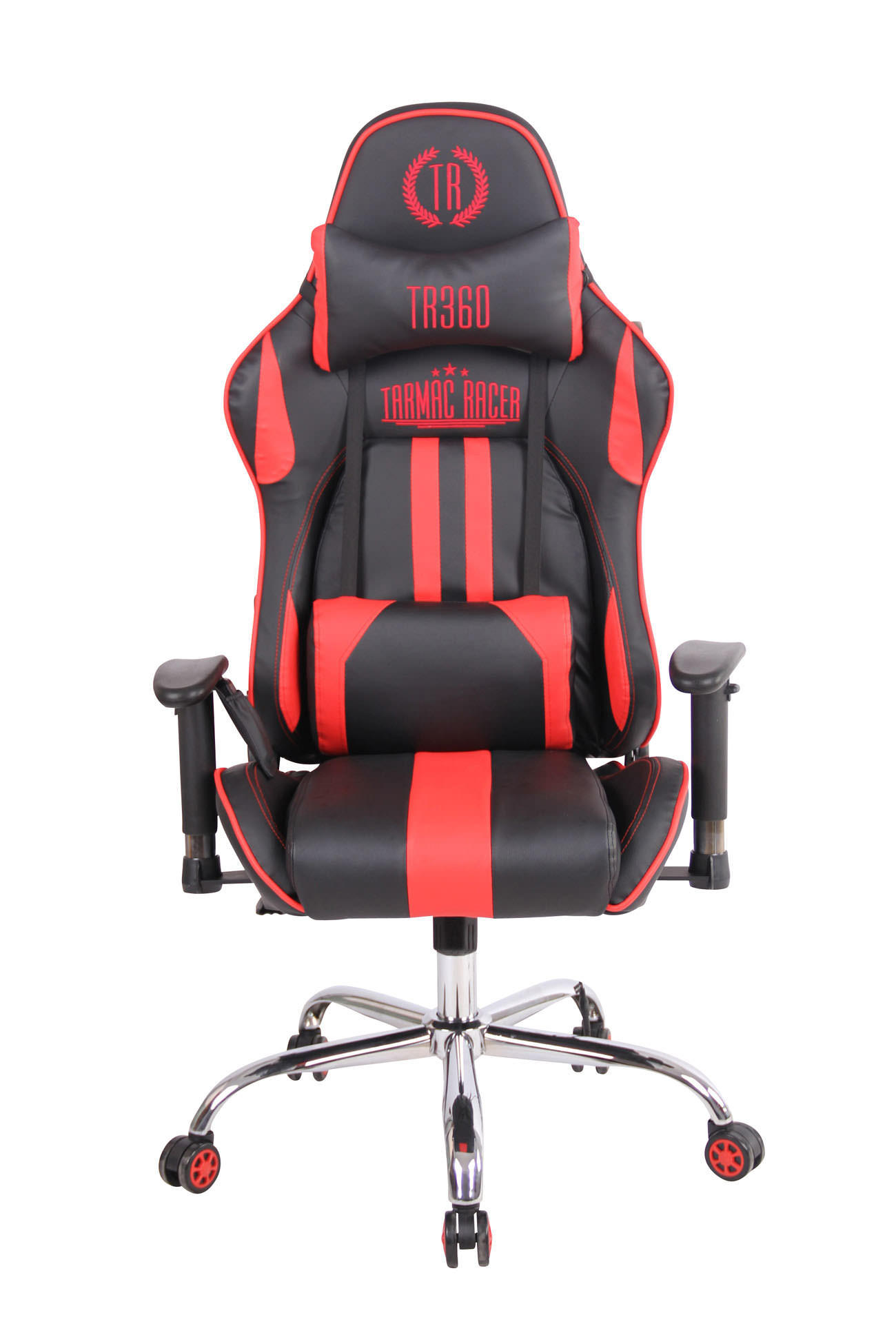 CHEFSESSEL Lederlook schwarz/rot - Rot/Schwarz, Textil/Metall (67/128/51cm) - CLP