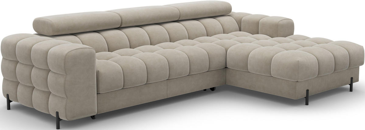 ECKSOFA FELRO mit Schlaffunktion, Bettkasten & verstellbaren Kopfstützen – Modernes Premium-Ecksofa in L-Form - Beige, Kunststoff (181/285cm) - Wohnideebilder