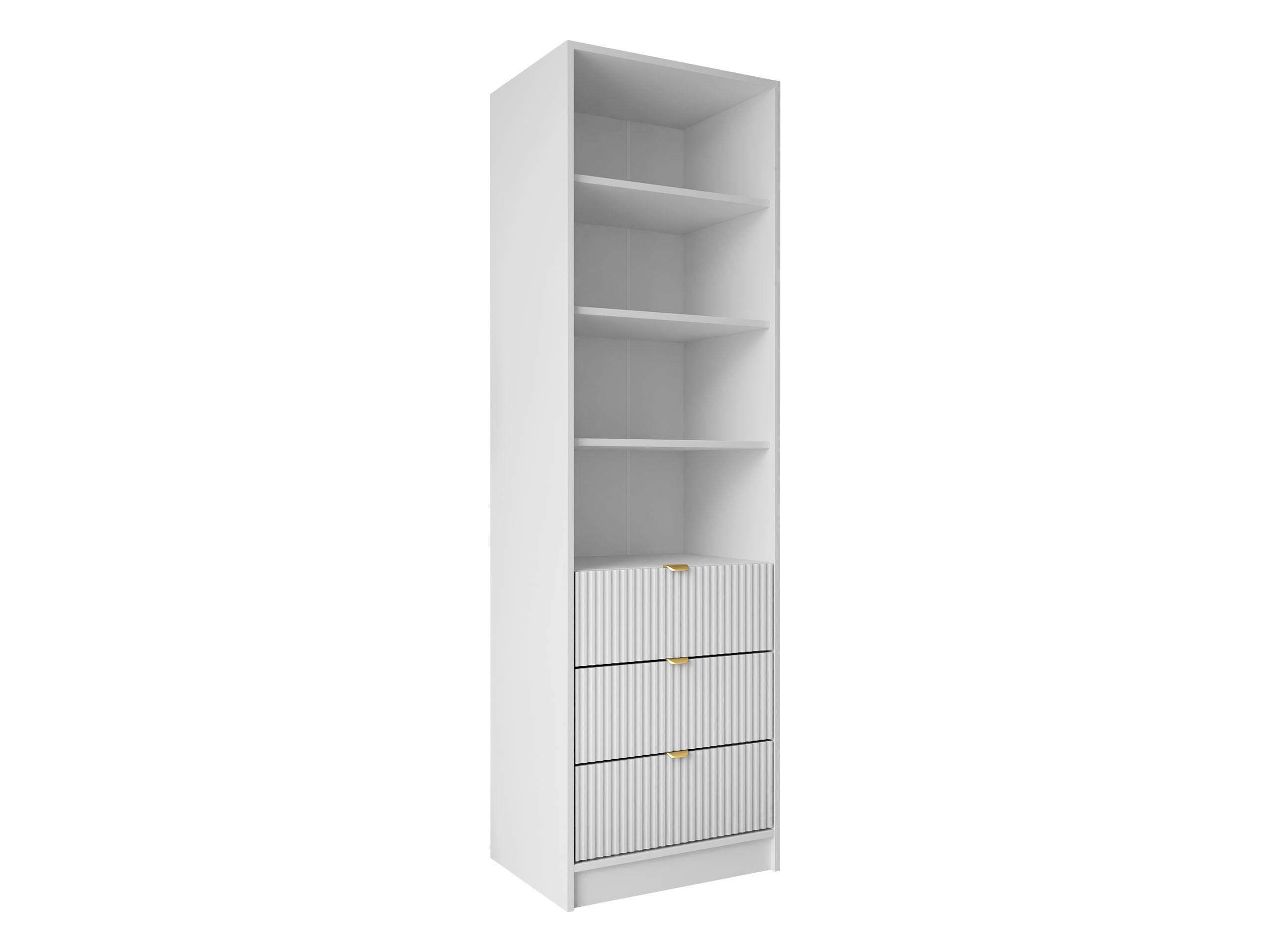 REGAL Tireno 3SZ - Goldfarben/Weiß, Holzwerkstoff/Metall (60/180/40cm) - MIRJAN24