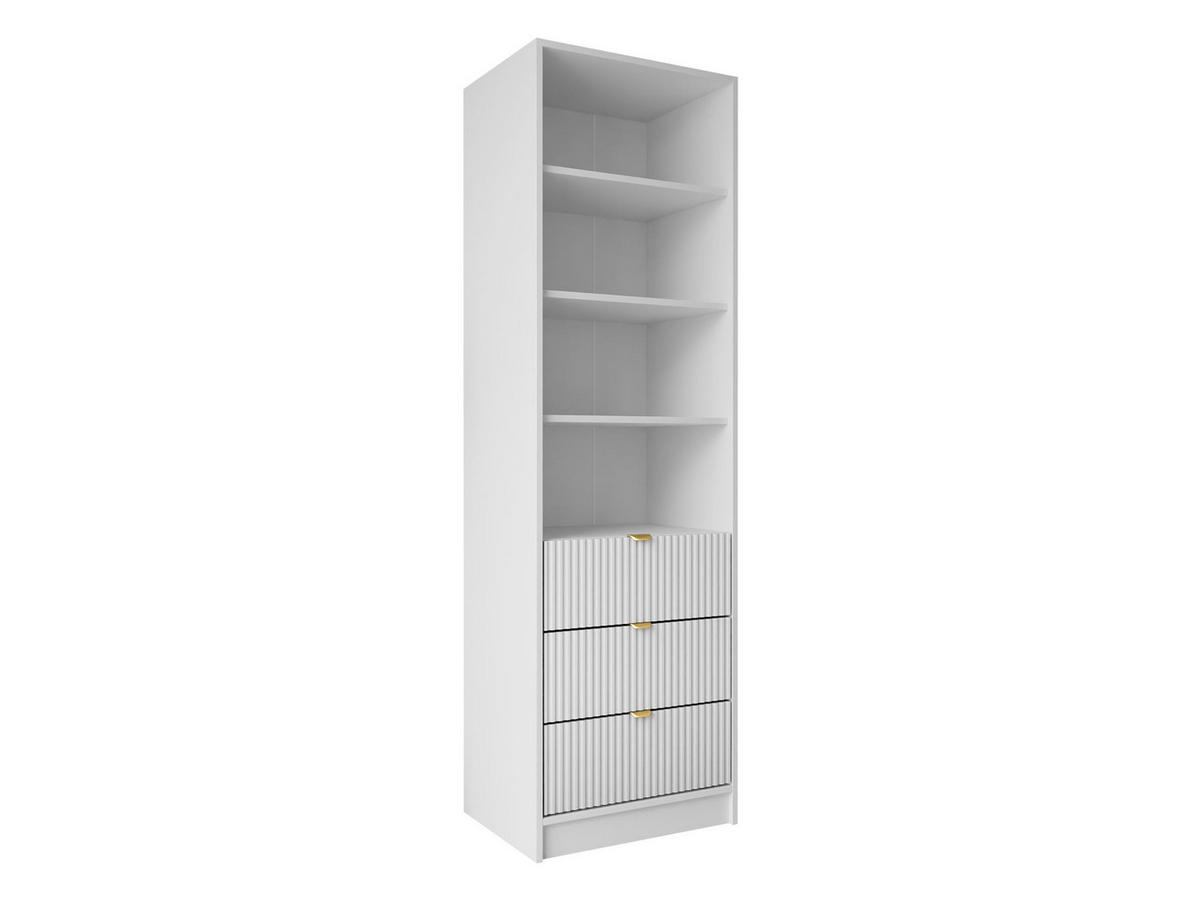 REGAL Tireno 3SZ - Goldfarben/Weiß, Holzwerkstoff/Metall (60/180/40cm) - MIRJAN24