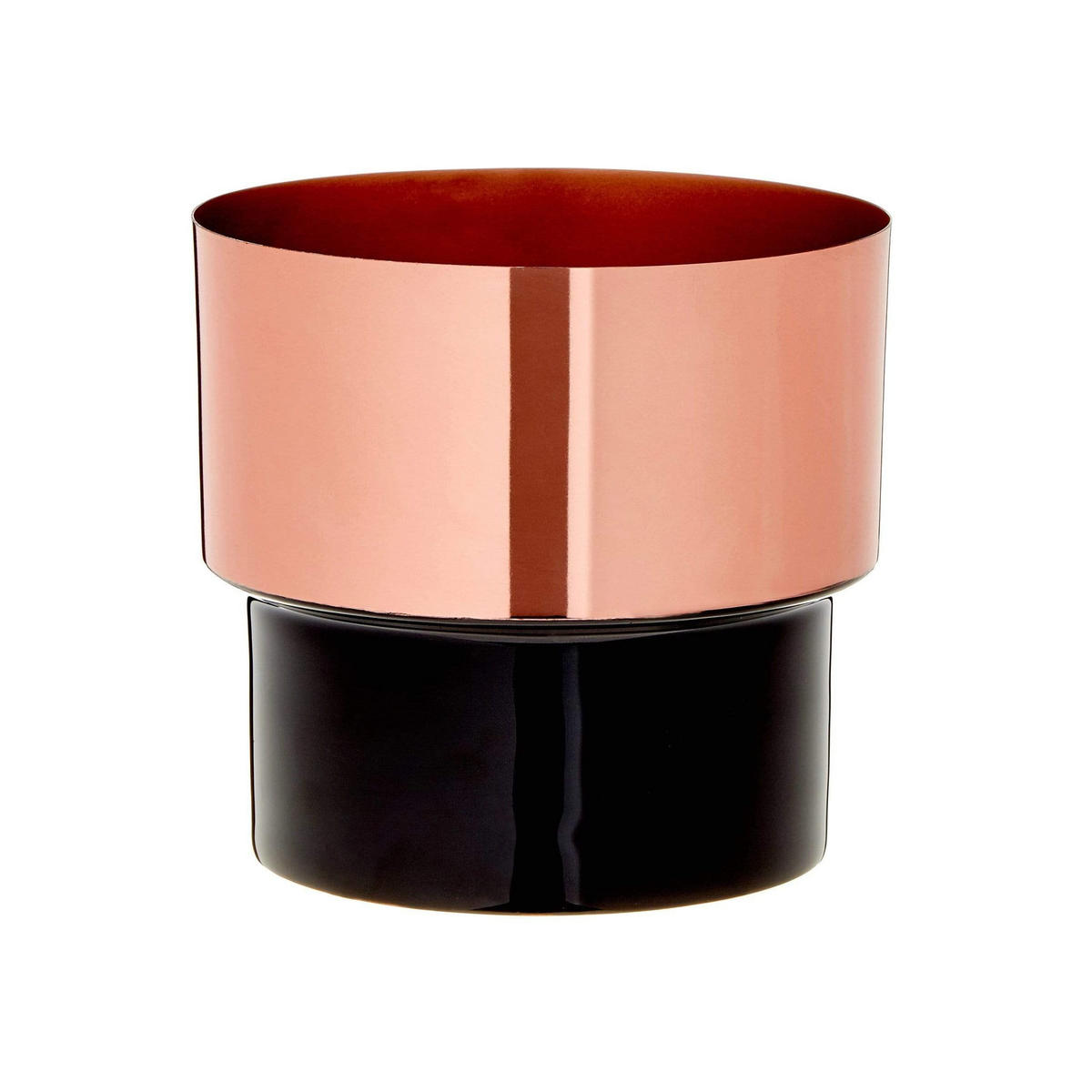 BLUMENTOPF Bakir aus Kupfer mit Schwarz Ø13,5/13 cm - Kupferfarben, Metall (13.5/13.5/13.5cm) - LaLe Living