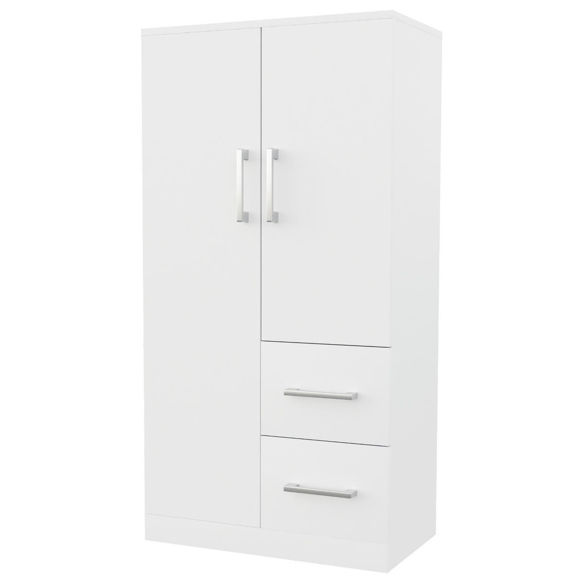 KLEIDERSCHRANK 70x40x135cm 2 Türen Schubladen Weiß - Weiß, Holz (70/135/40cm) - FLIEKS