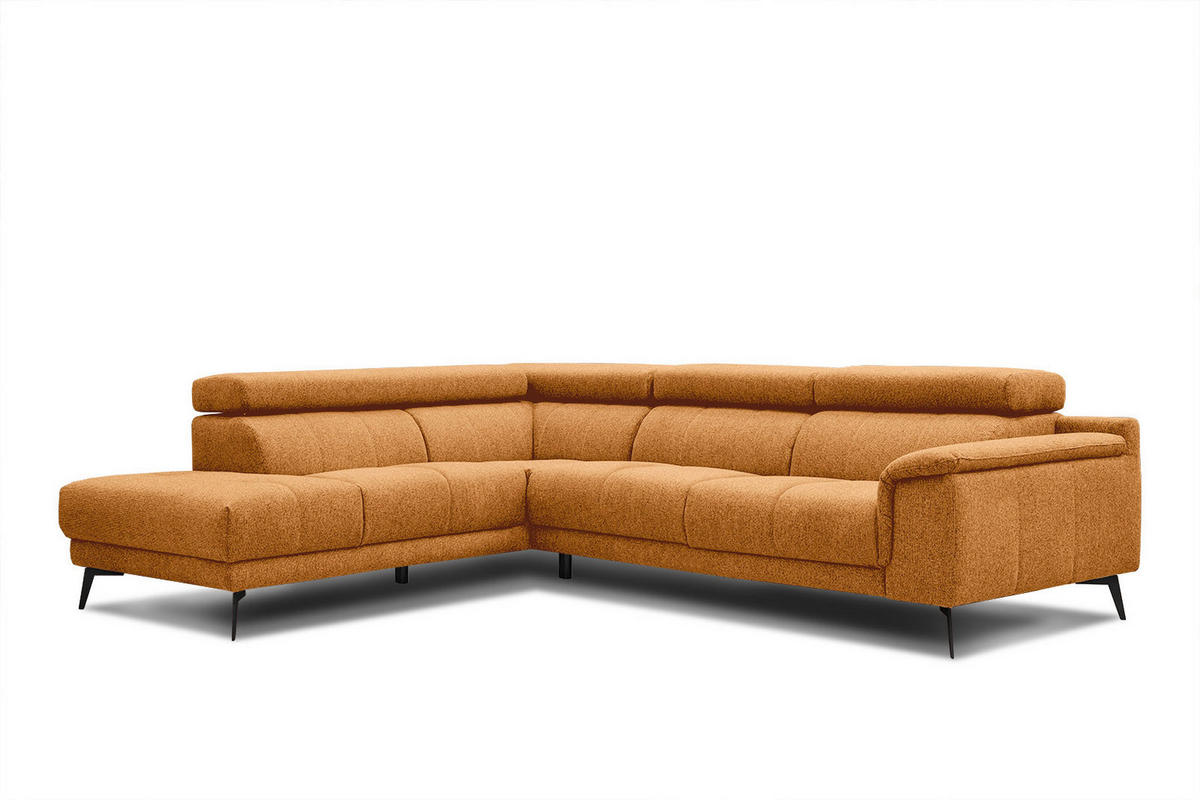 ECKSOFA FIERO 5-Sitzer, orange - Schwarz/Orange, Holzwerkstoff/Textil (158/269cm) - Courtois Laville