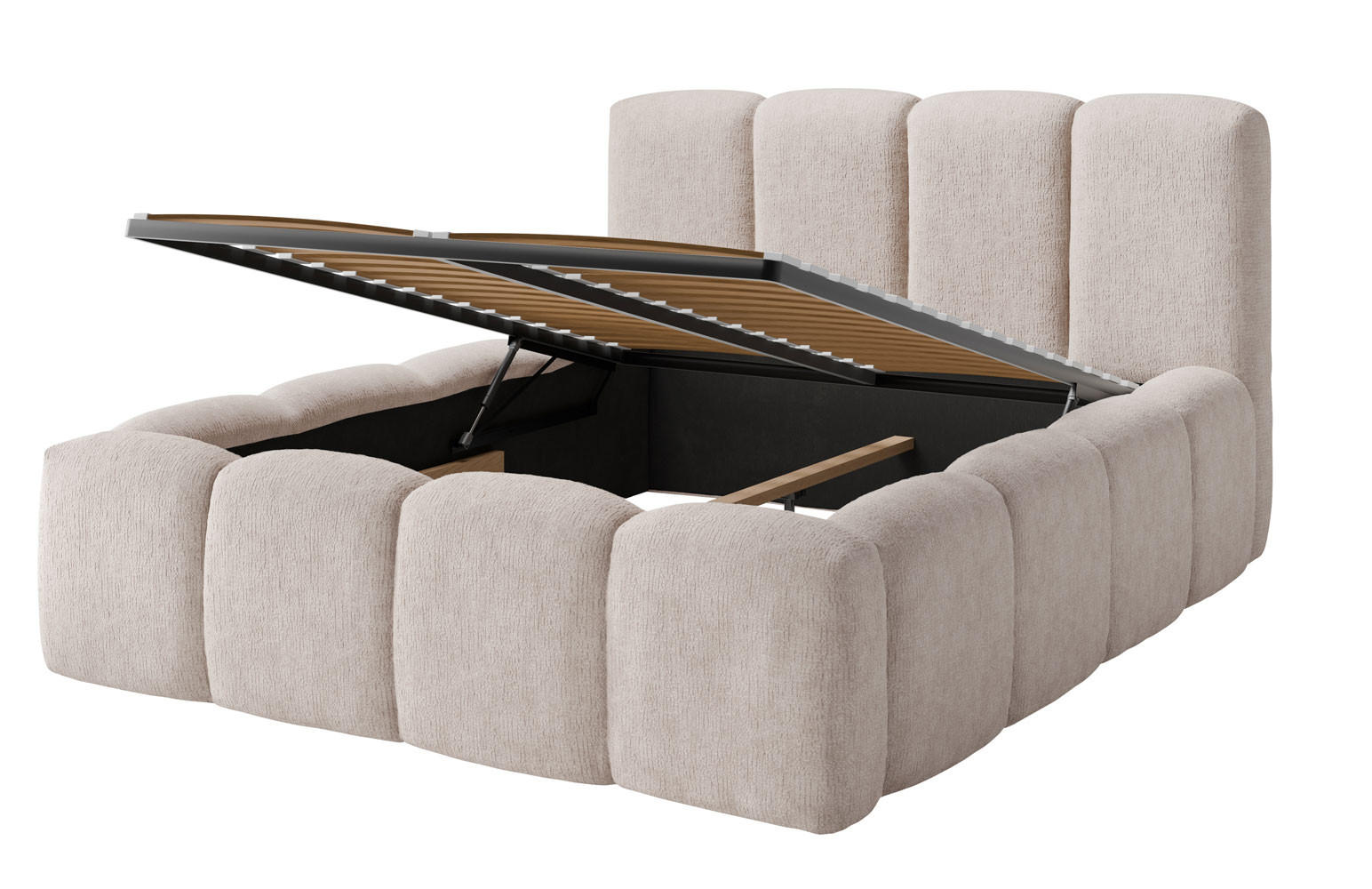 POLSTERBETT Nicole Beige 216 / 238 / 117cm mit Metalllattenrahmen - Beige, Holz/Holzwerkstoff (180/200cm) - Feldmann-Wohnen