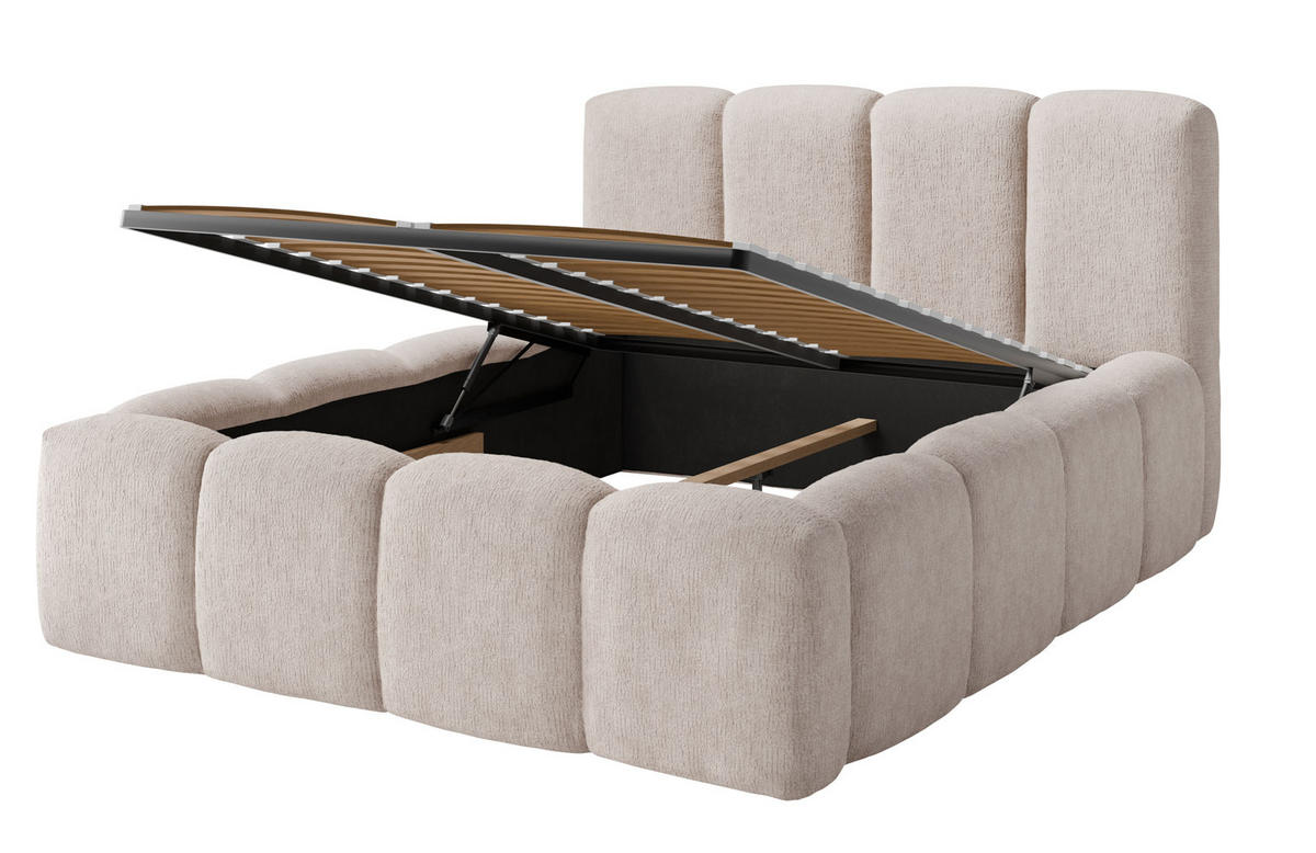 POLSTERBETT Nicole Beige 216 / 238 / 117cm mit Metalllattenrahmen - Beige, Holz/Holzwerkstoff (180/200cm) - Feldmann-Wohnen