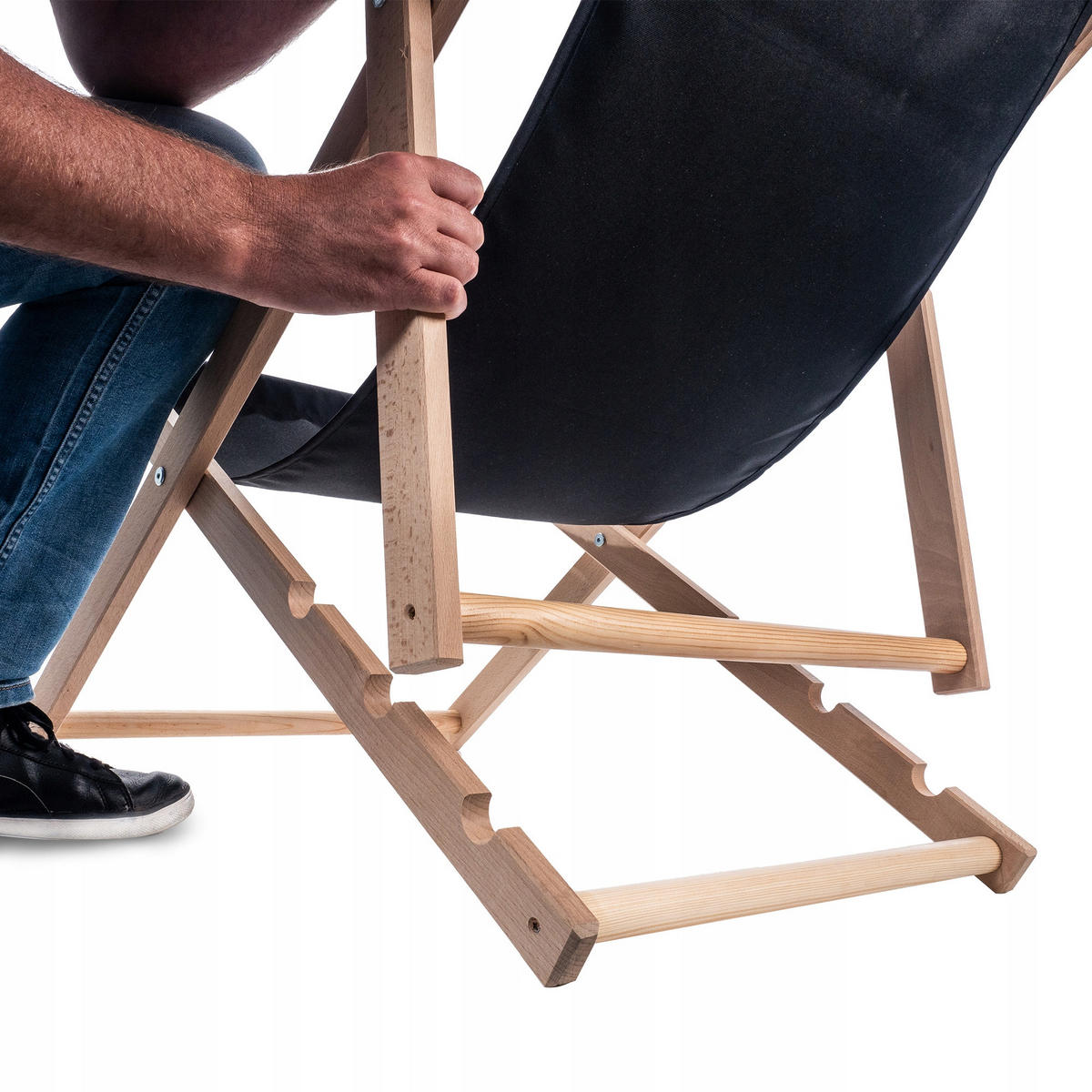 HOLZLIEGESTUHL Schwarz 2 Stk. - Schwarz, Holz (53/80cm) - KADAX