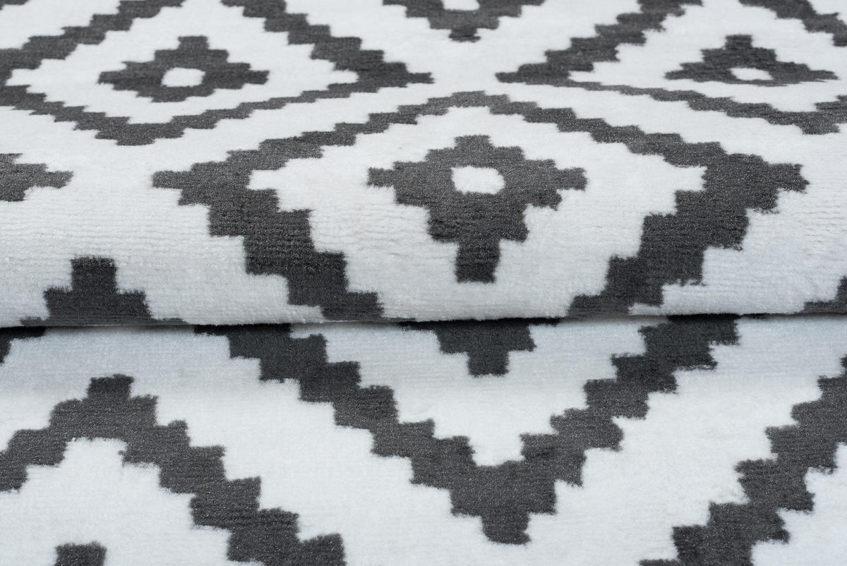 TEPPICH LUXURY Weiß Marokkanisch Karo 140/200 cm - Weiß, Textil (140/200cm) - Tapiso