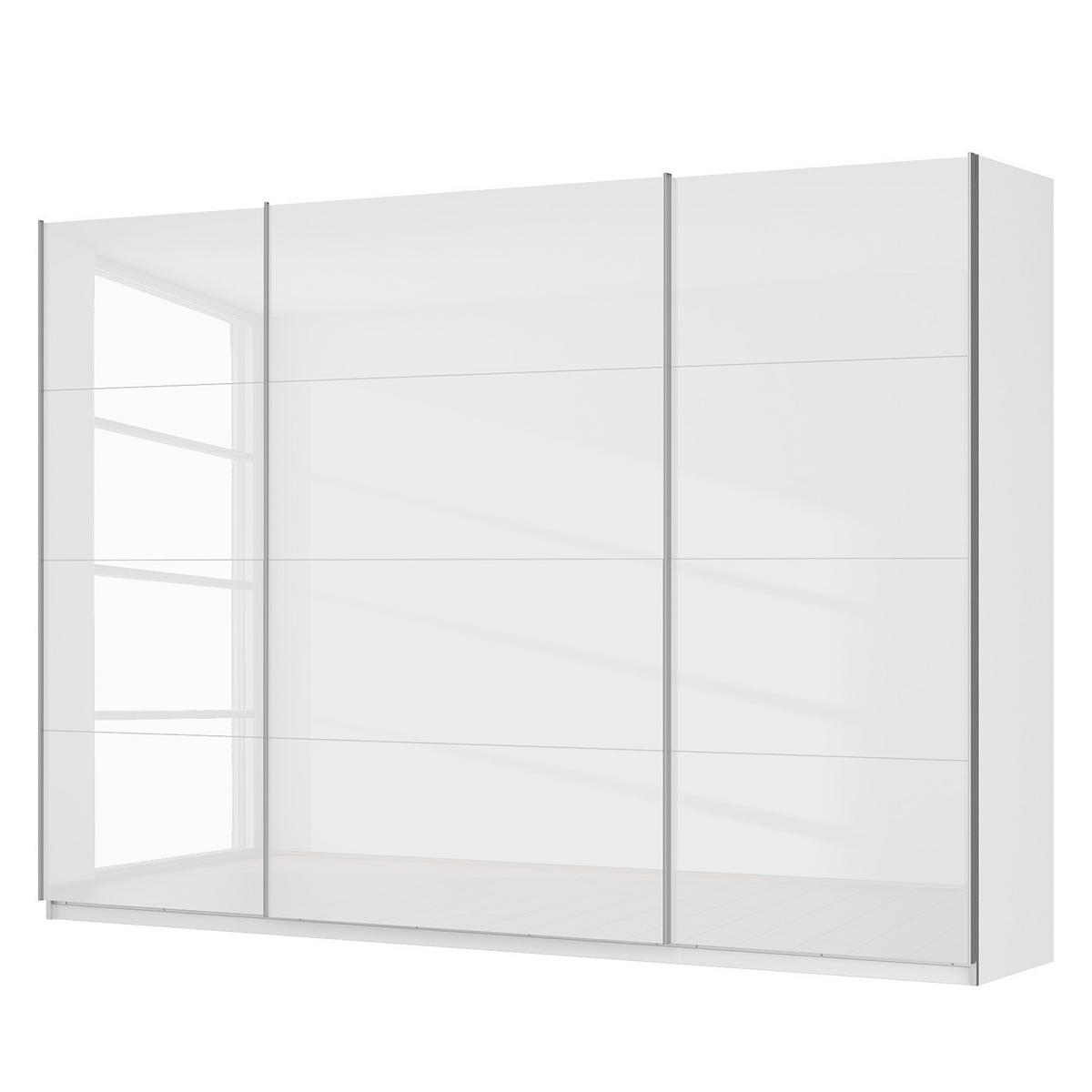 SCHWEBETÜRENSCHRANK - Weiß Hochglanz/Weiß, Holzwerkstoff (315/222/68cm) - home24