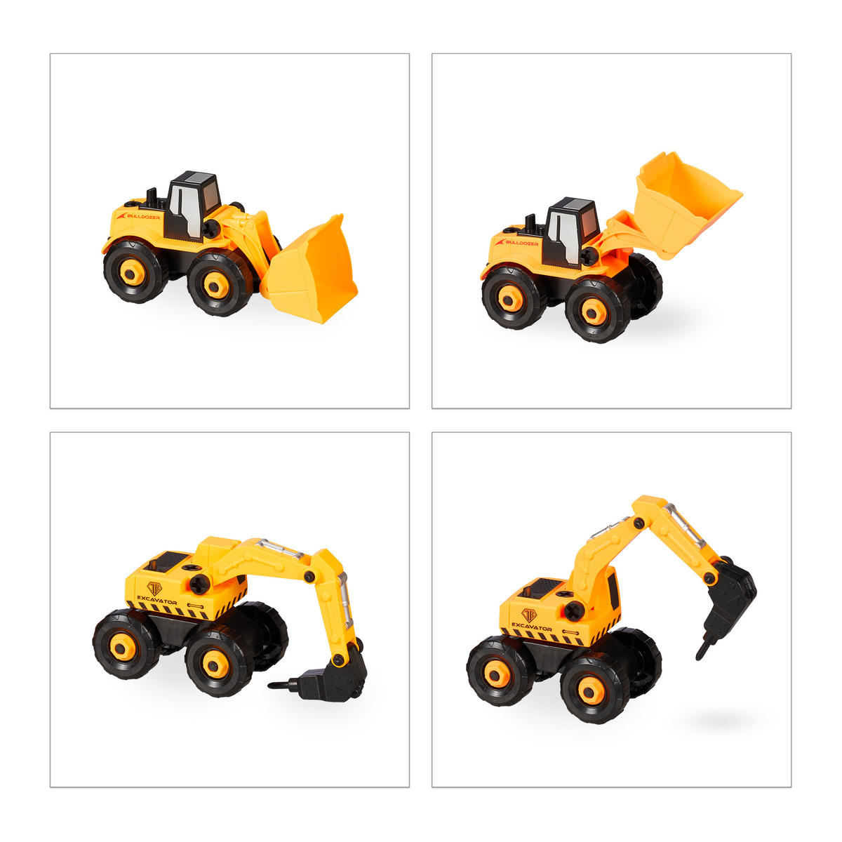 DĚTSKÁ vozidla na staveništi - různobarevná, plast (30/23/20cm) - Relaxdays