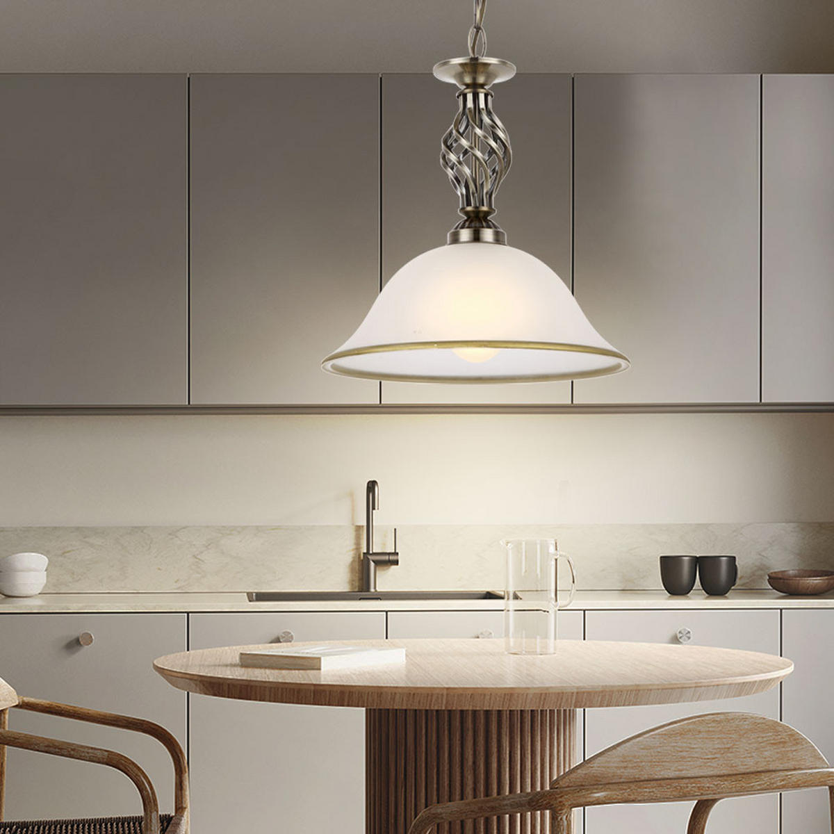 LED HÄNGELEUCHTE ODIN Messing - Messingfarben, Glas (30/30/120cm) - Globo Lighting