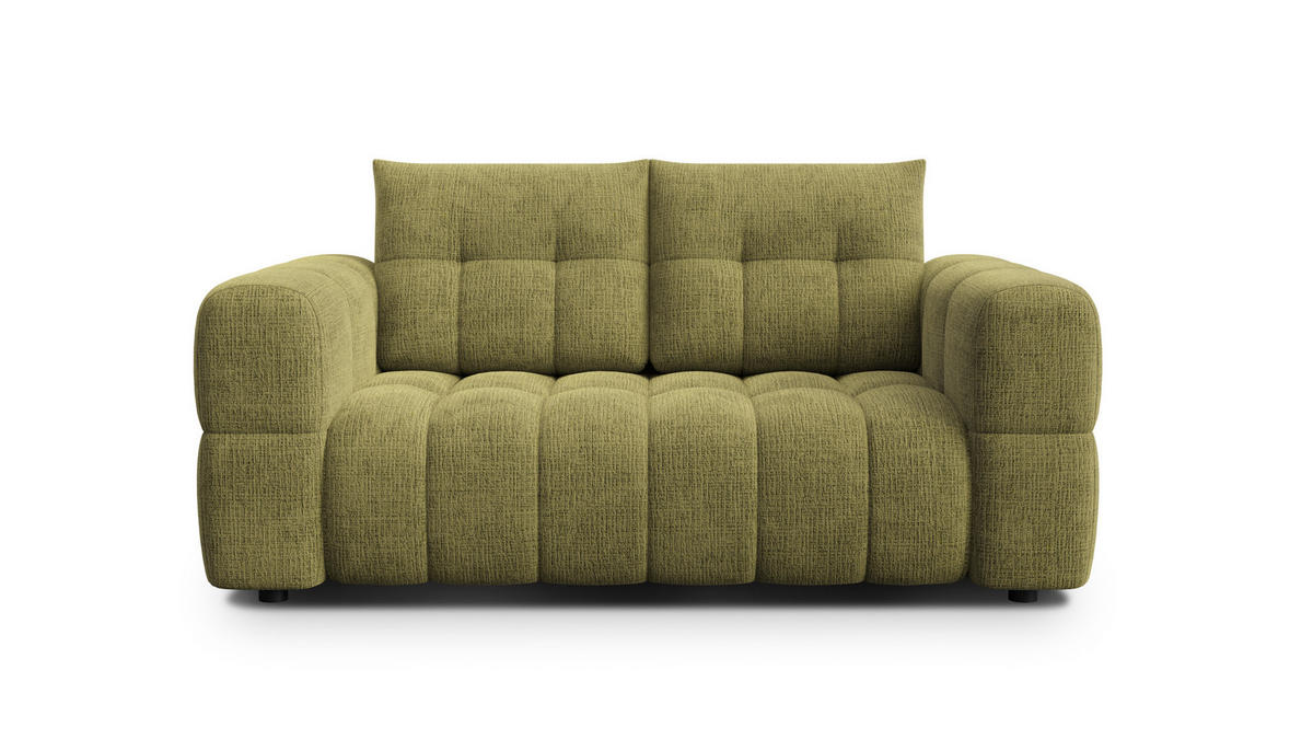 SOFA CLOUDI 2-Sitzer, olivgrün - Schwarz/Olivgrün, Holz/Textil (181/89/104cm) - Courtois Laville