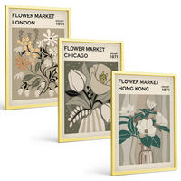 BILDER SET 3er Set - 40x60 cm Goldrahmen - Blumenmessen London Chicago Hongkong - Goldfarben, Kunststoff (40/60cm) - TULUP