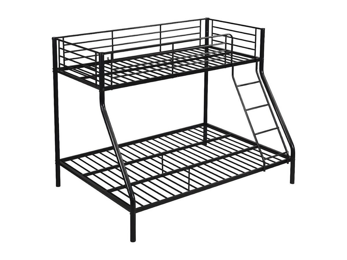 ETAGENBETT + Matratze - 90 & 140 x 190 cm - Stahl - Schwarz - ELEVATIO IV - Schwarz, Metall - Vente-Unique