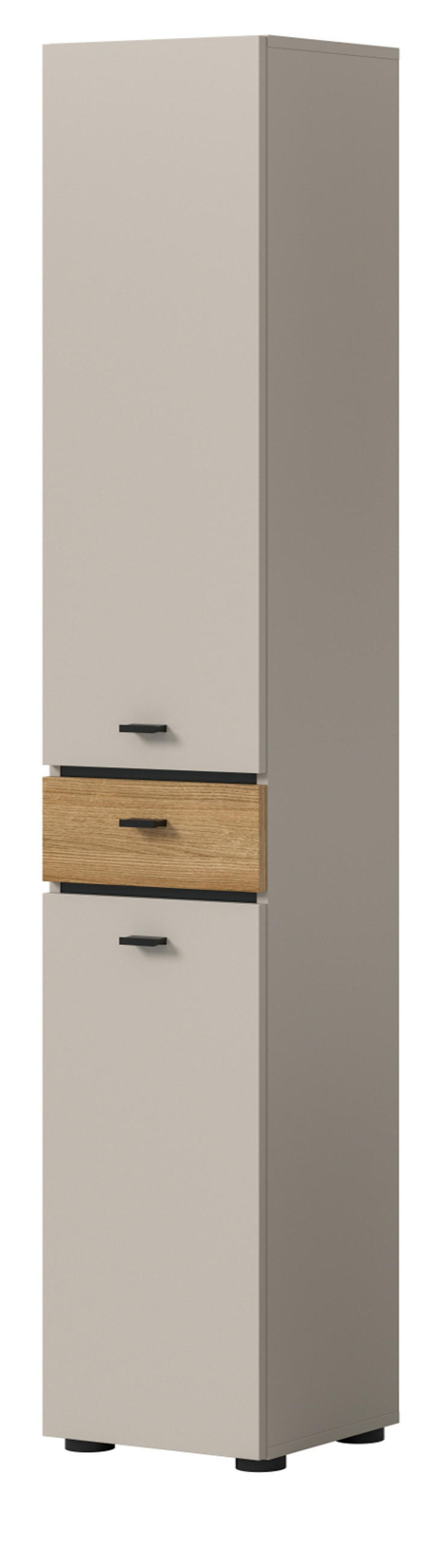 HOCHSCHRANK Kaschmir, Evoke Eiche 32 x 191 cm, Badschrank mit wechselbarem Türanschlag - Kaschmir/Eichefarben, Holzwerkstoff/Kunststoff (32/191/30cm) - Inn.Furn