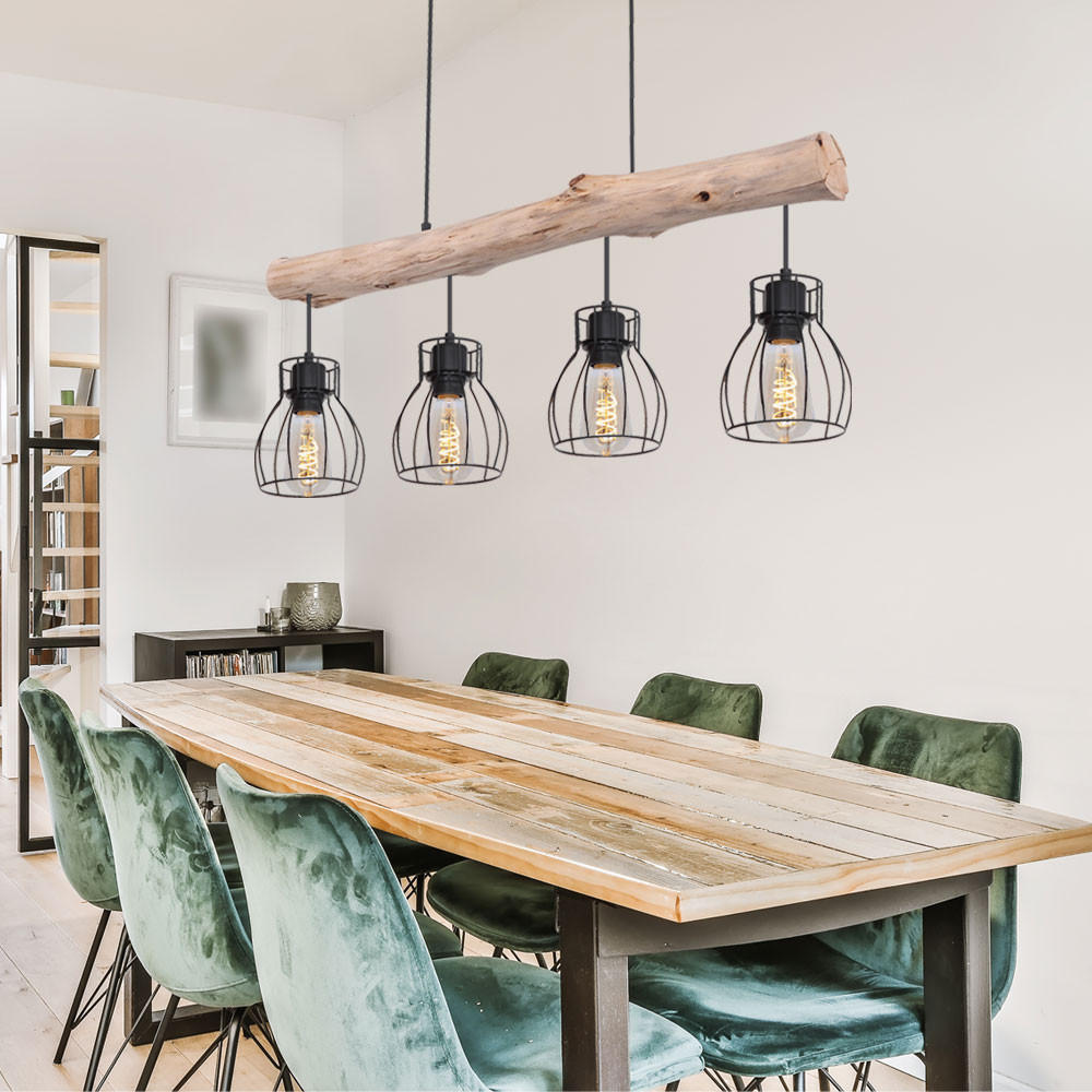 LED HÄNGELEUCHTE MINA Holz Schwarz - Schwarz, Holz (82.5/13.6/140cm) - Globo Lighting