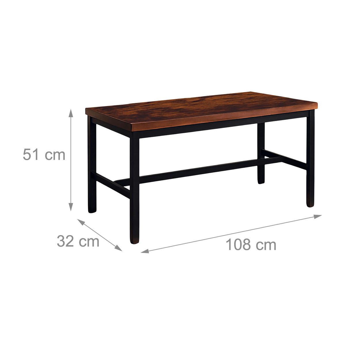 LAVICA - viacfarebná, kov/kompozitné drevo (108/51/32cm) - Relaxdays