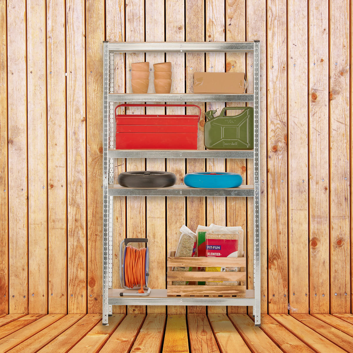 SCHWERLASTREGAL - Silberfarben, Holzwerkstoff/Metall (100/180/30cm) - Relaxdays