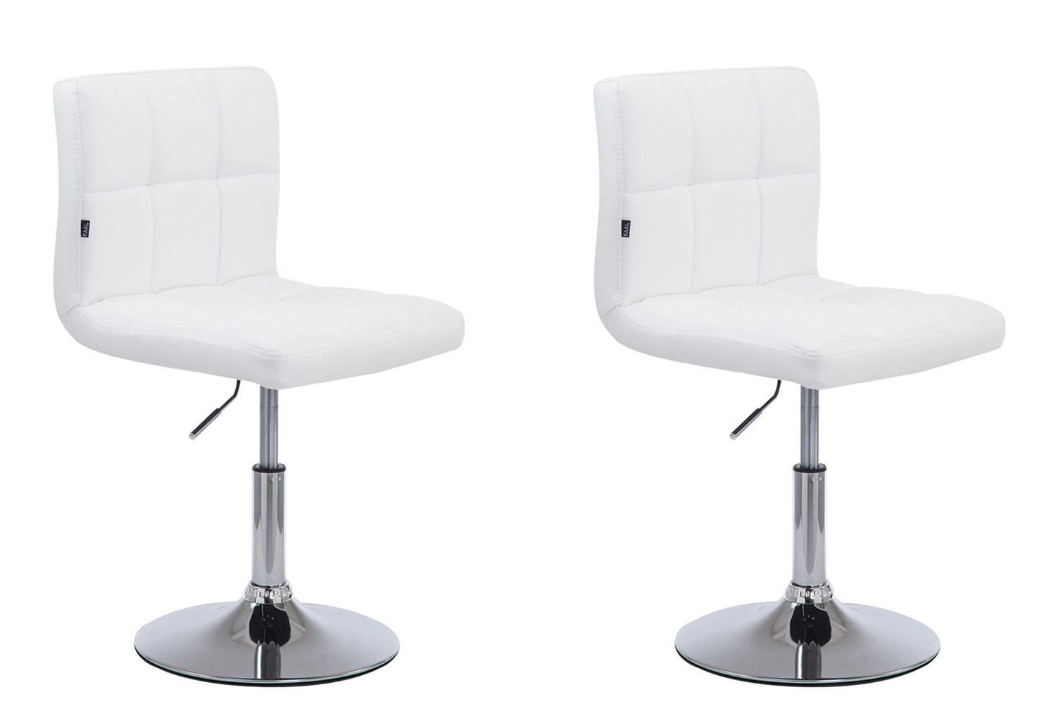 DREHSTUHL 2er Set Lederlook weiß - Chromfarben/Weiß, Textil/Metall (44/74/49cm) - CLP