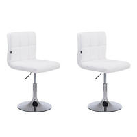 DREHSTUHL 2er Set Lederlook weiß - Chromfarben/Weiß, Textil/Metall (44/74/49cm) - CLP