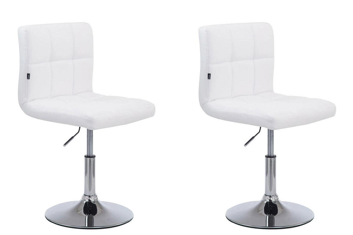 DREHSTUHL 2er Set Lederlook weiß - Chromfarben/Weiß, Textil/Metall (44/74/49cm) - CLP
