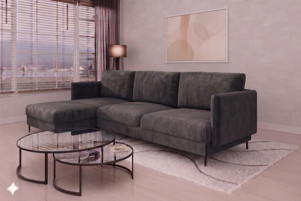 ECKSOFA Helmer In Stoff Vibe - Anthrazit, Holzwerkstoff/Textil (164/293cm) - Fun Möbel