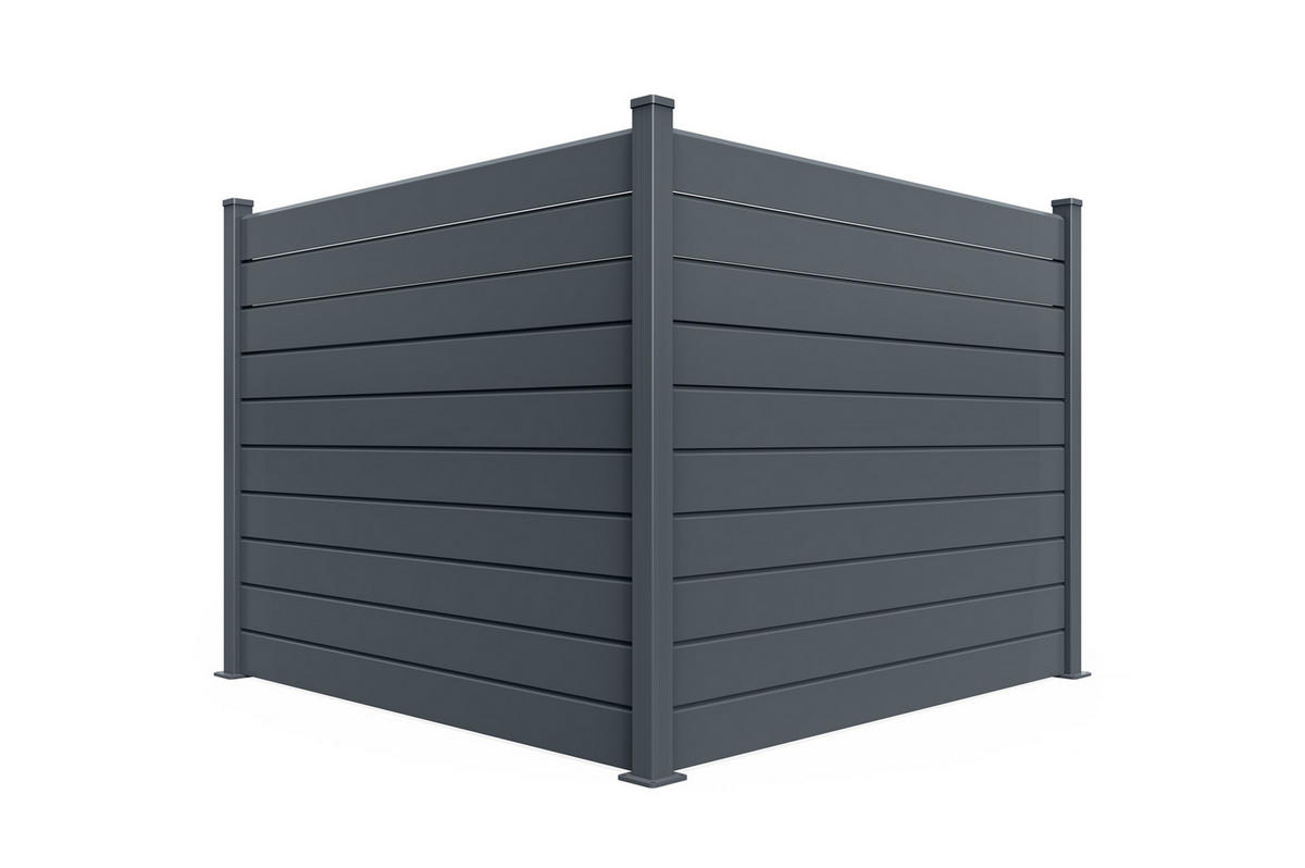 ALUMINIUMZAUN mit Lamellen 2 m VANO H. 150 cm, grau - Grau, Metall (200/156cm) - Casanoov