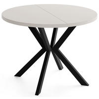 JÍDELNÍ STŮL Valeo Kulatý Rozkládací s Černými Kovovými Nohami, Kašmír 100-180/100/76 cm - černá/kašmírová, kov/kompozitní dřevo (100/180/76cm) - WFL GROUP