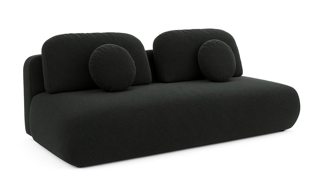 SOFA Schwarz OTO Ausziehbar Mit Bonnellfederung - Schwarz, Textil (206/90/92cm) - Sepro Meble