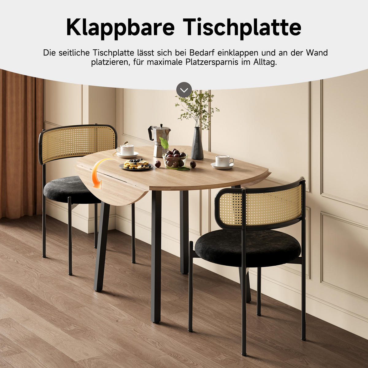 ESSTISCH 100/100 cm in Eicheoptik, klappbar, rund, für 2-4 Personen - Eichefarben, Holzwerkstoff (100/100/75cm) - Flora Grace