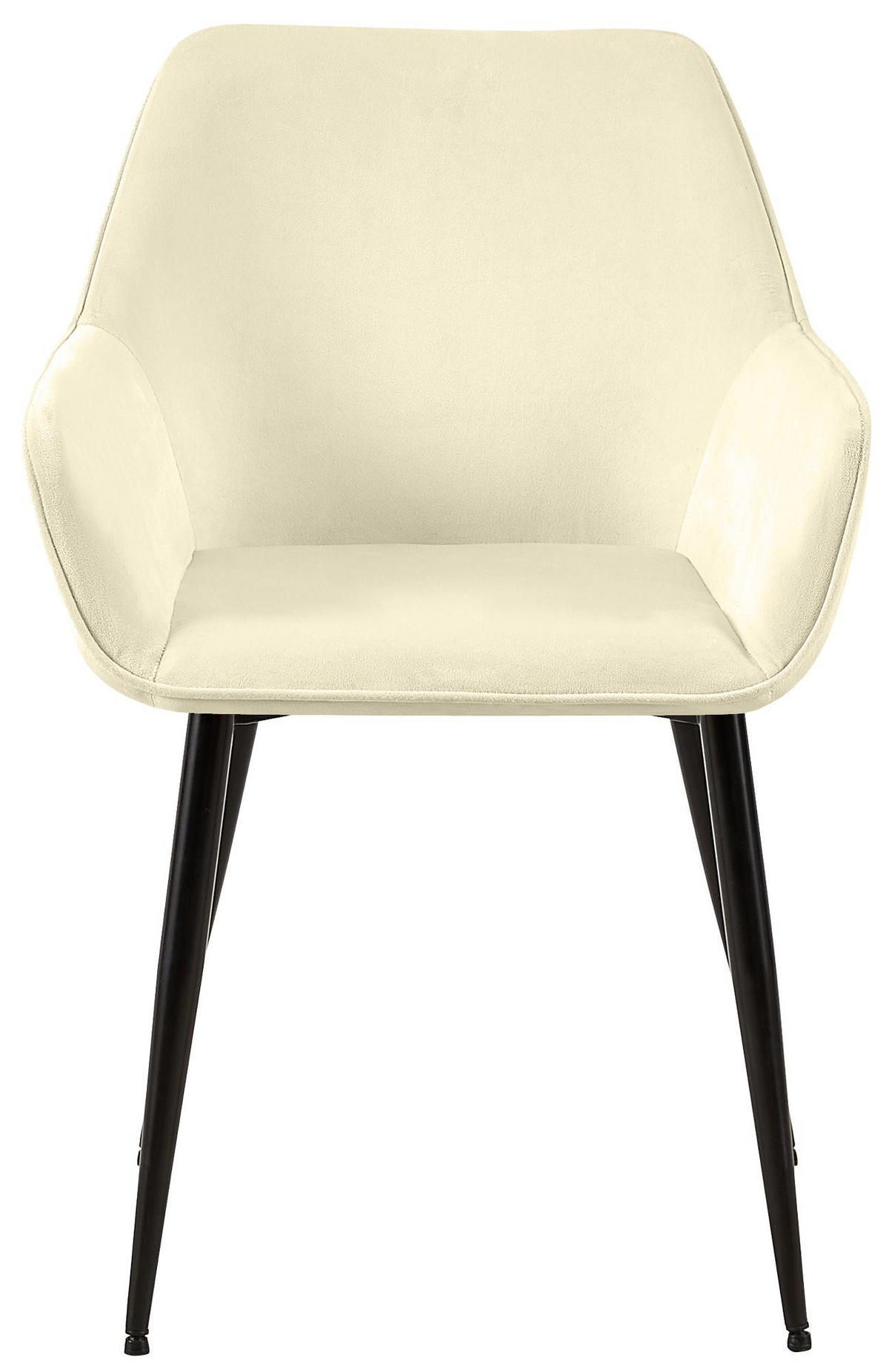 ARMLEHNENSTUHL Samt Creme - Creme/Schwarz, Textil/Metall (52/82/63cm) - CLP
